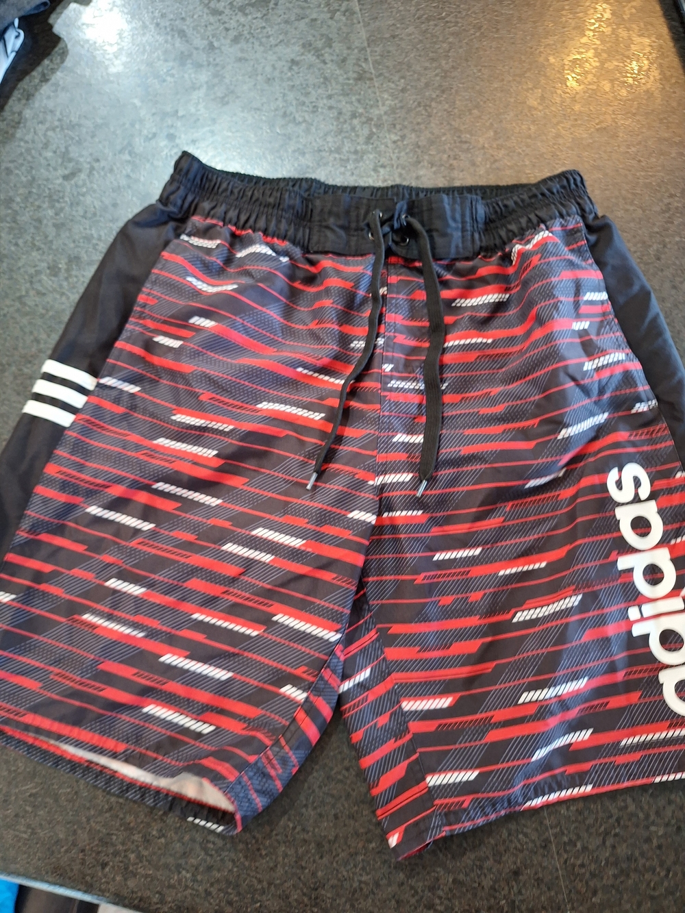 adidas Black and Red Striped Training Shorts